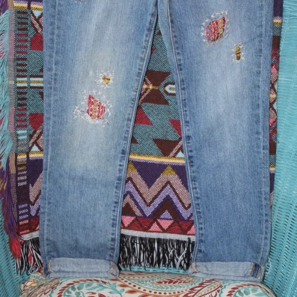 Visibly Mended Distressed Jeans,  Old Navy, Ultra Blue, Size 0 - Picture 1 of 10